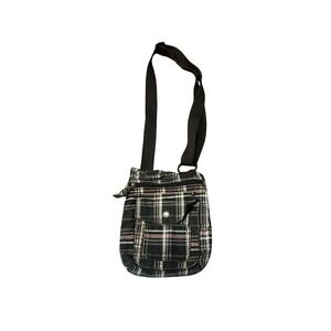 Y2K Brown Plaid Canvas Crossbody Messenger Bag Small Utility Travel Purse